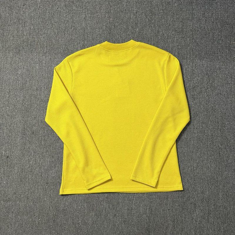 Croteiz Graphic Print Long Sleeve T-Shirt Loose Fit Waffle Knit Top Young Men