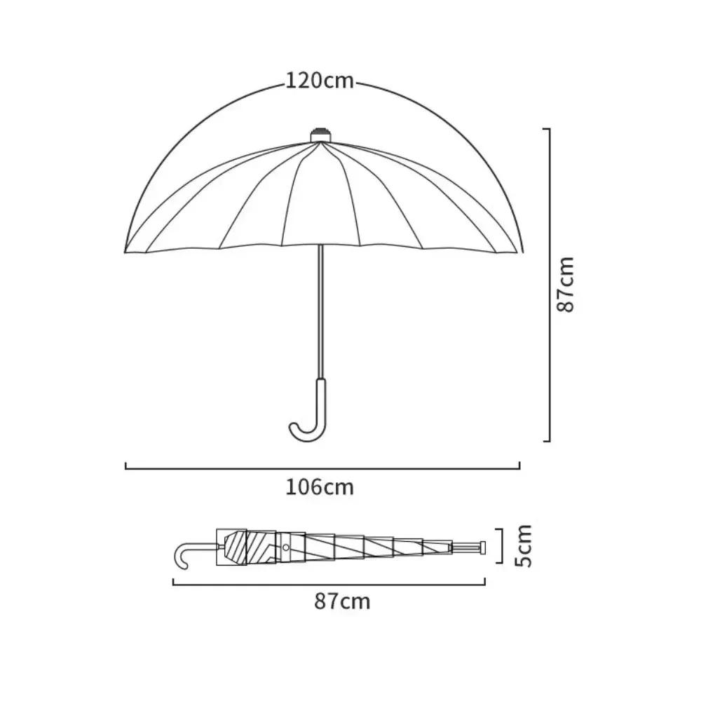 16 Bone Waterproof Umbrella Creative Bent Handle Straight Rod Umbrellas Small Fresh Women Handle Umbrellas Solid Color Umbrella