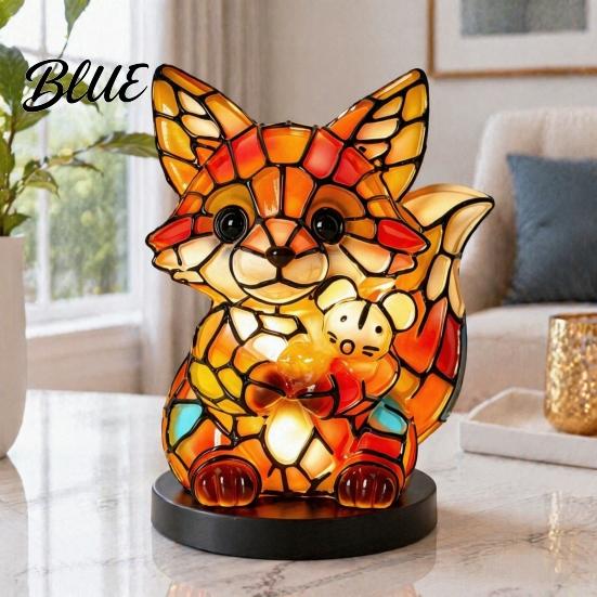 Cozy Warm Light for Reading Vintage Stained Glass Style Desk Lamp Cute Animal Night Light Decorative Room Ambient Lighting Lamp Bedroom Bedside Kids