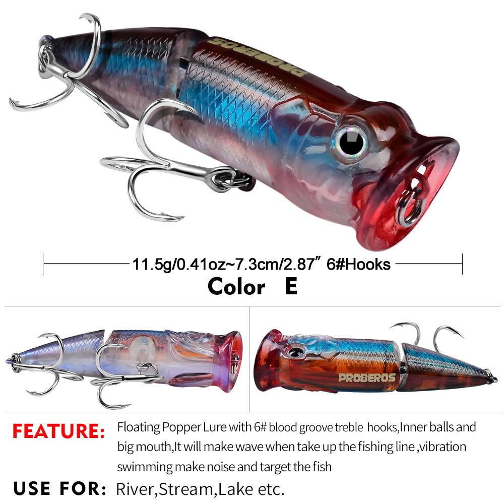 Floating Water Wave Climbing Road Subbait 7.3cm 11.5g Simulated Fish Bait Big Mouth Water System Poppa Bait Hard Bait
