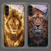 Luxurious Lion Pattern Tempered Glass Phone Case for Samsung Galaxy S25 Ultra S24 S23 Plus S22 S21 S20 FE M55 M54 5G Back Cover
