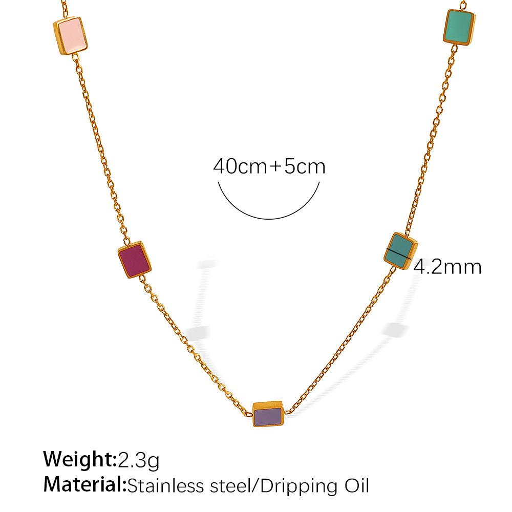 Нежное ветряное ожерелье Титановая сталь с покрытием 18 каратным золотом капельное масло простой дизайн холодные квадратные украшения