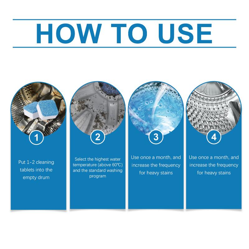 

Washing machine cleaning tablets for daily maintenance, cleaning the washing machine drum, removing stains, scale, and odors. one size