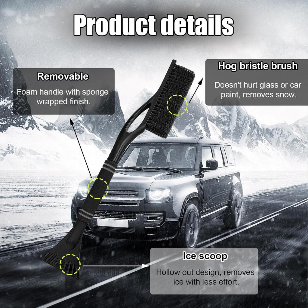 Car Snow Brush and Ice Scraper, Multi-Functional Detachable Snow Brush with Foam Grip, Ice Snow Removal Cleaning Tool for Car Windshield Window,