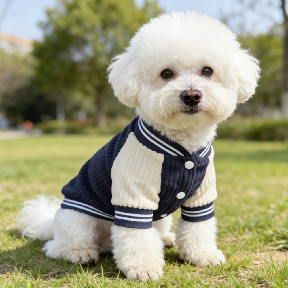 

Warm Dog Clothes Embroidered Puppy Spring Clothes Thickened Cat Coat Pet Wear XS синий