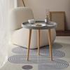 Minimalist Coffee Table, Nordic Style Round Table with Three Wooden Legs, Side Table Used for Living Room, Bedroom, and Balcony