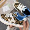 High-value leopard print spring and autumn school style high-end canvas low-top skateboard shoes