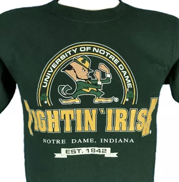vtg 90s UNIVERSITY OF NOTRE DAME FIGHTIN’ IRISH T-Shirt XS/S football hip hop S