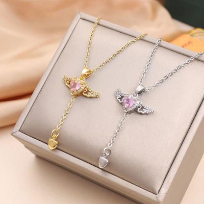 Engelsflügel Liebe Halskette für Frauen Herz Anhänger Kette Hochzeit Party Valentinstag Geschenk Schmuck
