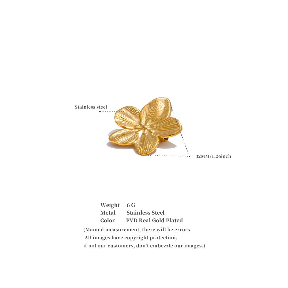 Yhpup Heißer Stil Edelstahl Metall Blume Brosche Anstecknadel 18K PVD Beschichtet Kleidung Accessoires Wasserdicht Mode Schmuck Geschenk