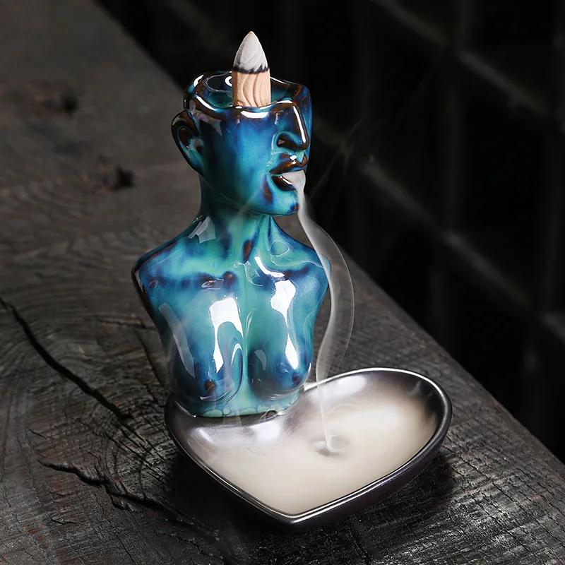 1pc, Body Art Ceramic Handicrafts Home Decorate Backflow Incense Burner Incense Censer (Without Incense)