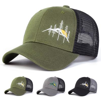 Unisex Mountain Tree Embroidery Baseball Net Caps Spring Summer Outdoor Adjustable Casual Hats Dad Hat Sunscreen Hat