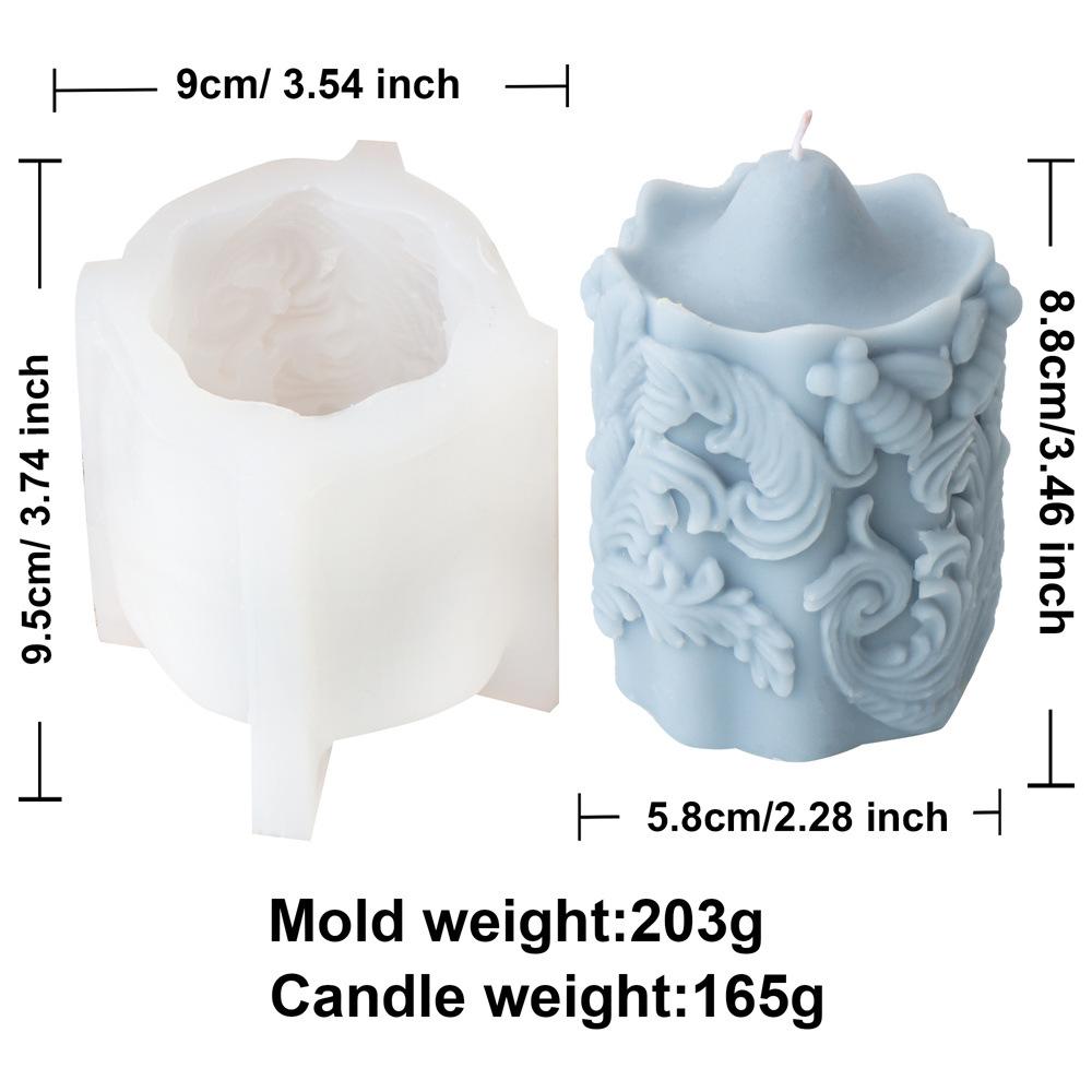 3D Retro Totem Relief Bee Honeycomb Candle Silicone Mold Cylindrical Square Column Pattern Cylindrical Candle Mould Gypsum Molds