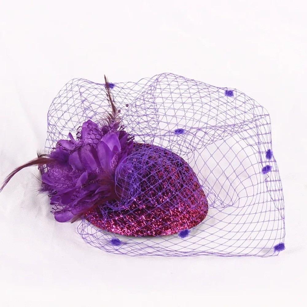 Solid Color Bridal Headdress Wave Point Hair Clip Hat Temperament Small Top Hat Women
