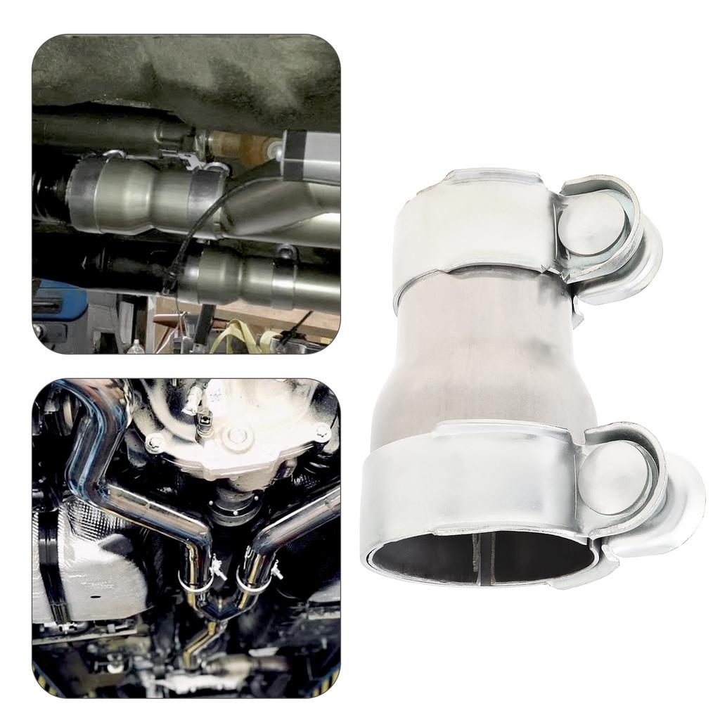 2.5 to 3 Inch Exhaust Adapter, Double Clamp Reducing Pipe, Carbon Steel Exhaust Pipe Adapter, Exhaust Reducer Connector Pipe,Various U-shaped clips