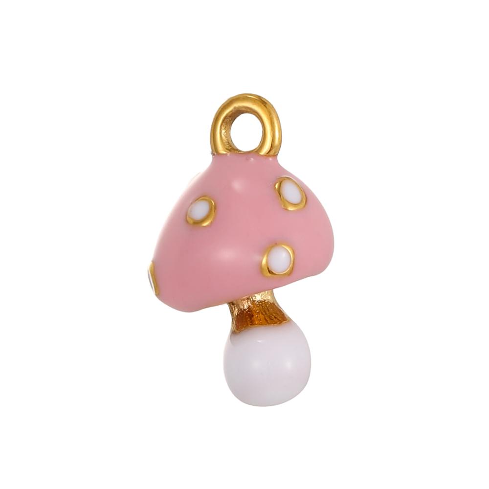 3PCS/LOT CARLIDANA Gold Plated Stainless Steel Charms, Cute 3D Mushroom Candy Fruit Pendants for DIY Bracelet Earring Jewelry