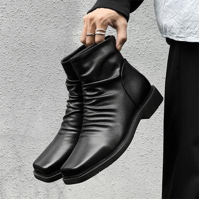 Mode Bottines Homme de Haute Qualité Cuir Hiver Vintage Cuir Souple Montantes Style Britannique Fermeture Éclair Robe de Mariage Affaires Bottes Homme