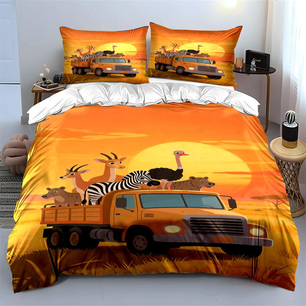 Truck carrying assorted animals. Bedding sets Duvet cover sets Duvet covers Pillowcases(1 * Duvet Cover 2 * Pillowcases, without duvet insert)