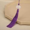 Double-Sided White Jade Lotus Tassel Fan Pendant - Antique Decoration Accessory