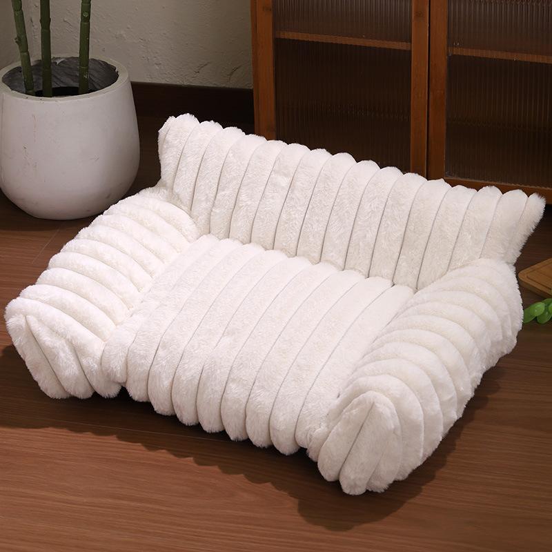 

Plush Rabbit Fur Pet Sofa Bed Thickened Large Cat Dog Bed Comfortable Pet House 50x40x20cm