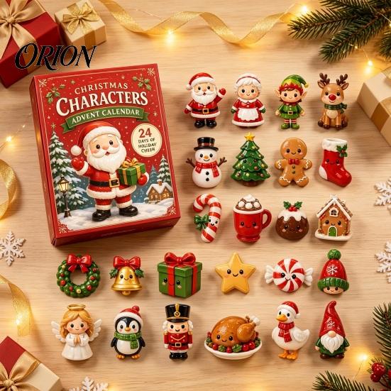 Acrylic Collectible Toys 2026 Christmas Characters Advent Calendar, 24-Day Countdown Food Theme Ornament Set, Party Favors 2D Hanging Decor for Tree,