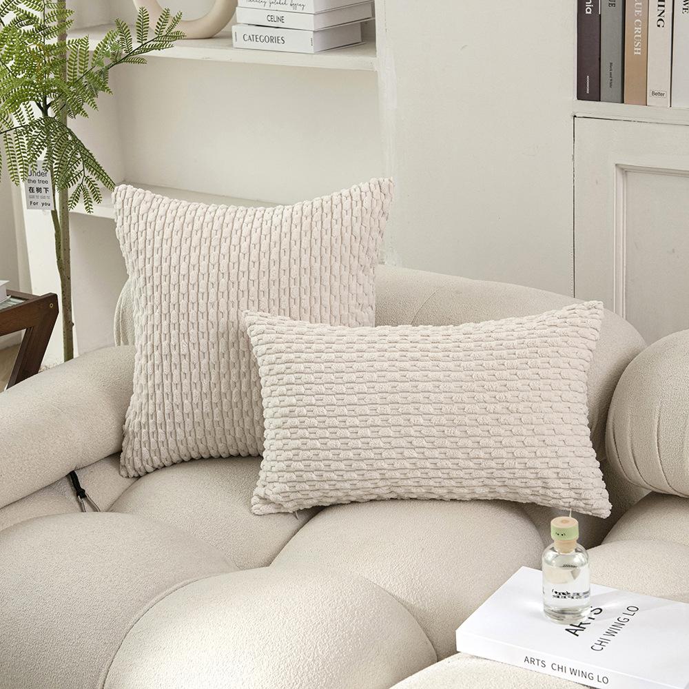 

Modern Simple Sofa Pillow Cover Corduroy Short Pillow Solid Color Living Room Bedroom Decorative Cushion Cover Cushion Cover 30 * 50Cm (without core) молочный белый