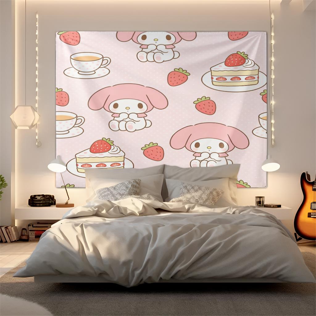 Sanrio Characters Tapestry Cute Cartoon Wall Hanging for Bedroom Living Room Dorm Home Decor Aesthetic Gift