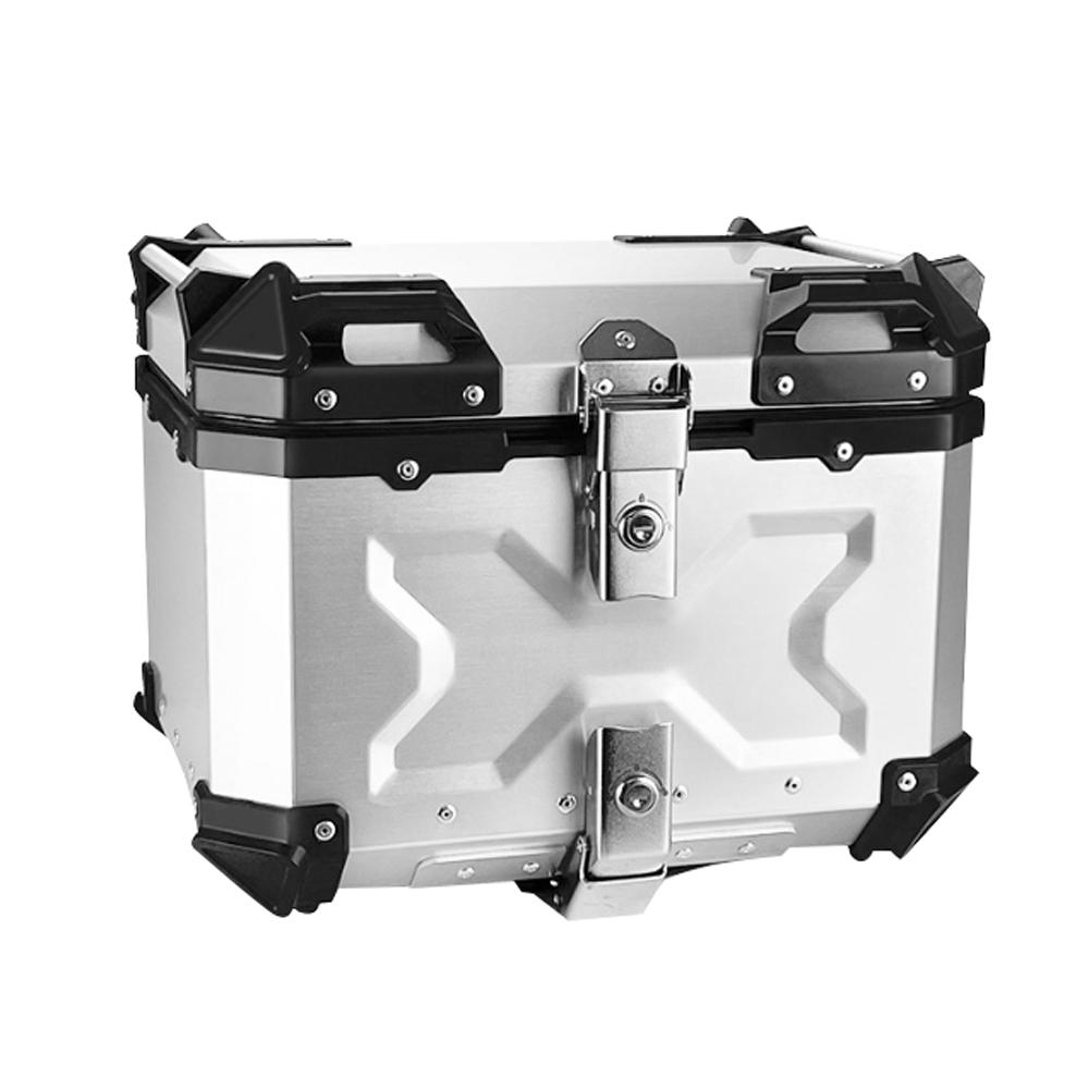 45L Motorcycle Rear Trunk Aluminum Alloy Luggage Case Quick Release Motorbike Tail Storage Box Waterproof with 2 Keys