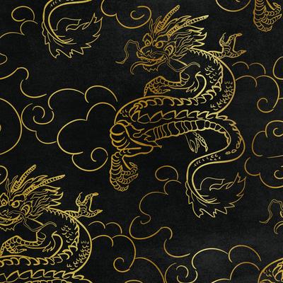 Royal Velvet Fabric Polyester For Sewing - Golden Dragon Motif