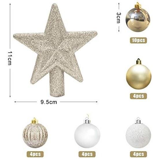 Christmas Ornament Ball 3cm Tree Top Star Vibrant Decoration Set Hanging Large That Stands Out On Nordic Accessory 30 Pieces Elegant Stylish Party