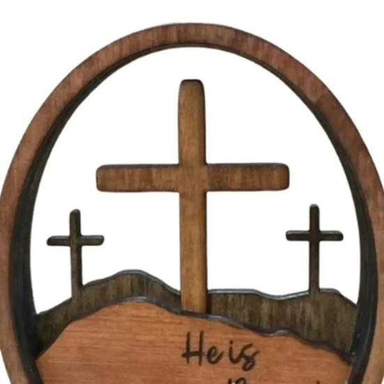 He Is Risen Easter Decoration Farmhouse Rustic Wooden Resurrected Tomb Table Sign Home Office Easter Party Desktop Ornament