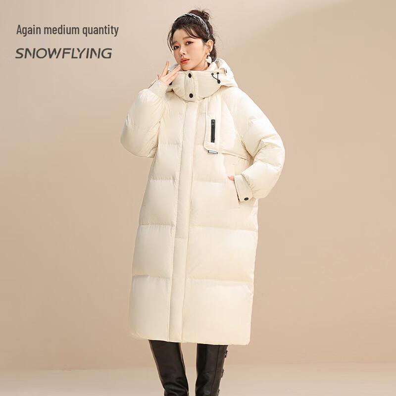 SNOWFLYING Women's Thickened Long Hooded Duck Down Jacket