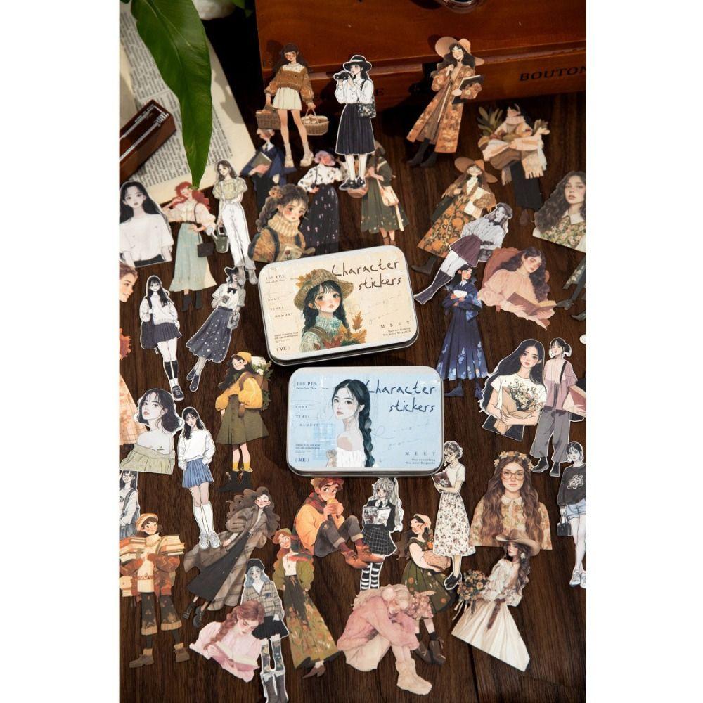 100 pcs Retro Hand Account DIY Scrapbook 2025 Material Stickers