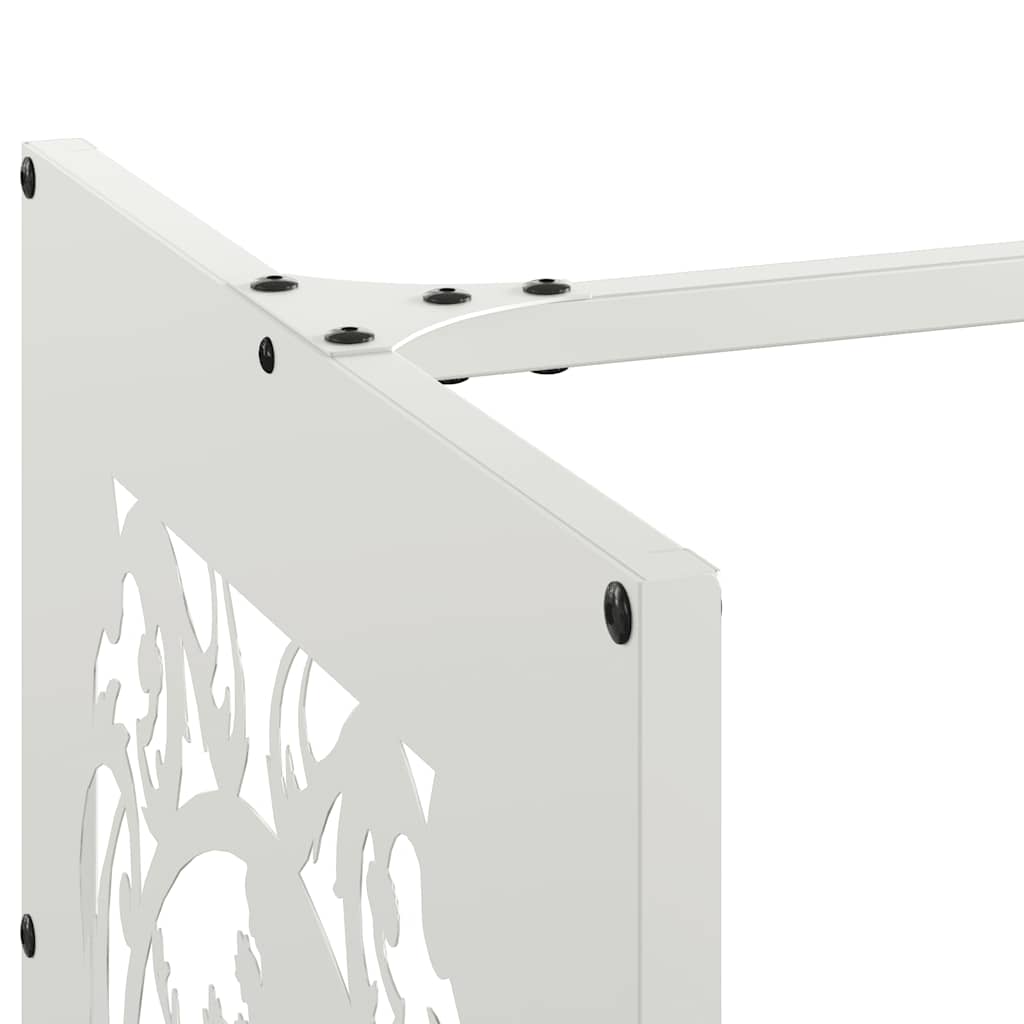 Firewood Rack White 40 x 40 x 40 cm Cold Rolled Steel