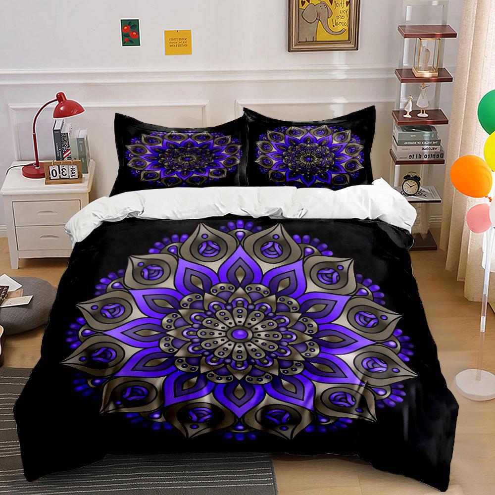 Mandala Art Decor Set Soft Comfortable Duvet Cover Bedding Set Included 1*Duvet Cover & 2*Pillowcases, Gift