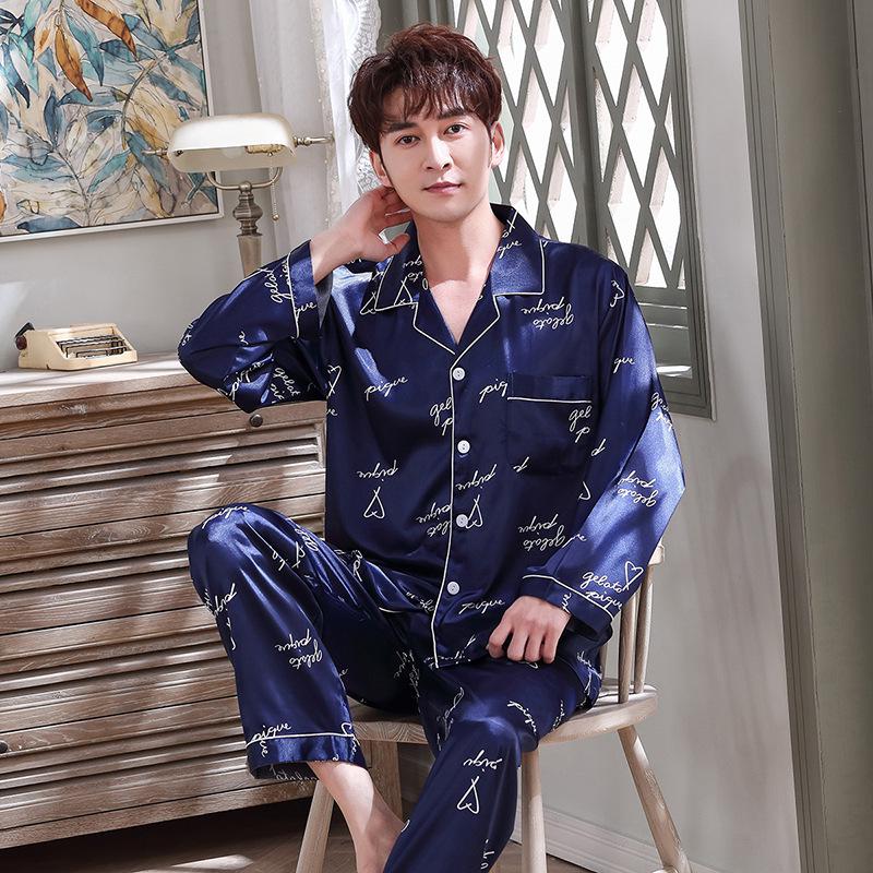 Women's and Men's Long Sleeve Silk-Style Pajama Set - Perfect for Couples