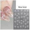 White Ribbon Bowknot 3D Embossed Relief Nail Art Decoration Stickers 1 Sheet Manicure Tool Decals for Creative Nail Design