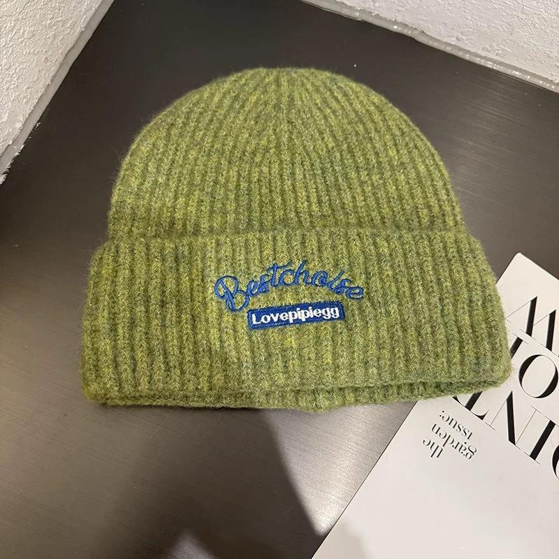 

Новая теплая шерстяная шапка Универсальная защита ушей Вязаная шапка-бандана Женская Осень и Зима Показать Маленькая Мода Elastic (54-58cm) зелёный