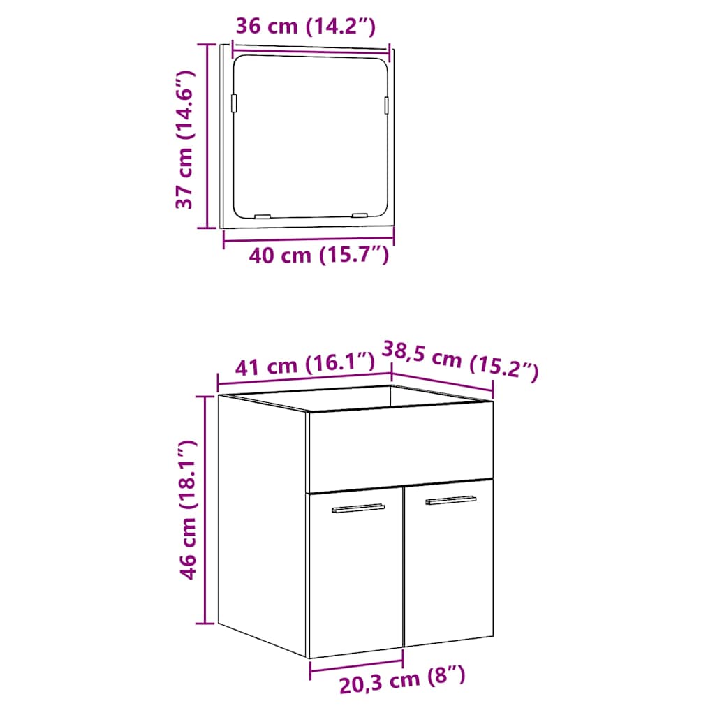 2 Piece Bathroom Furniture Set Rustic Wood Look Engineered Wood