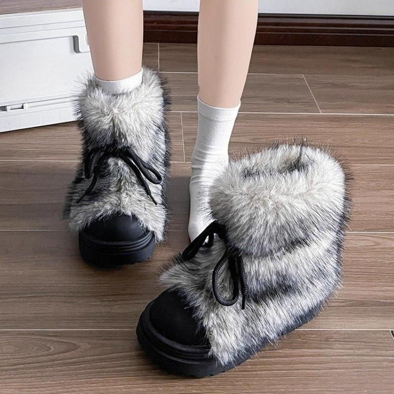 Thickly-lined and Warm Winter Boots for Women, New Style Mid-calf Cotton Shoes, Heightening Boots
