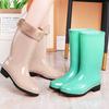 rain shoes women's waterproof and non-slip water shoes medium tube high rain boots adult cotton warm work half bucket shoes