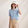 Zhaojun Silk Blend Striped Knit Short Sleeve T-Shirt
