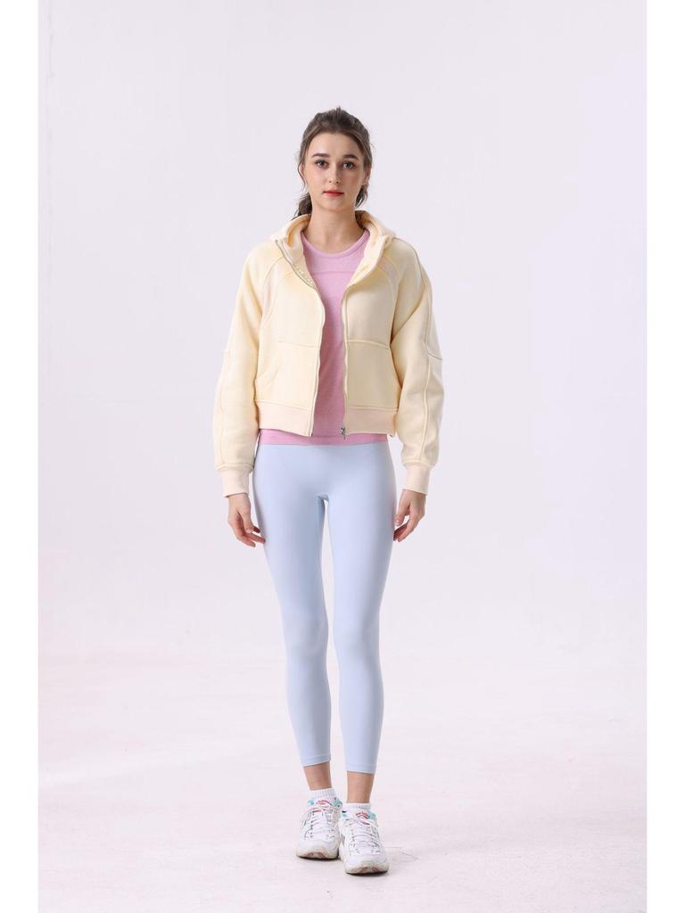 Women's Casual Cotton Zipper Hoodie - Autumn/Winter Yoga & Fitness Wear