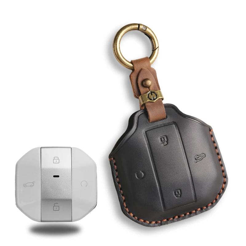 

Handmade Leather Key Cover for Traveler T2/X70/X90 - Orange Stitch W/Dual Metal Rings & Lock/Unlock/Trunk Cutouts чёрный
