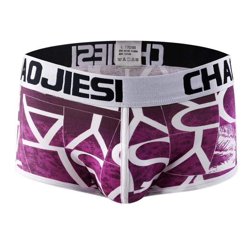Men's Cotton Low-Rise Boxer Briefs - Sexy Summer Youth Trend with Letter Print