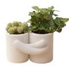 Maceta con Diseño de Abrazo, Textura Blanca Mate Impresa en 3D Maceta de Doble Cuenca, Maceta Pequeña Estilo Nórdico para Plantas Verdes para Decoración de Escritorio