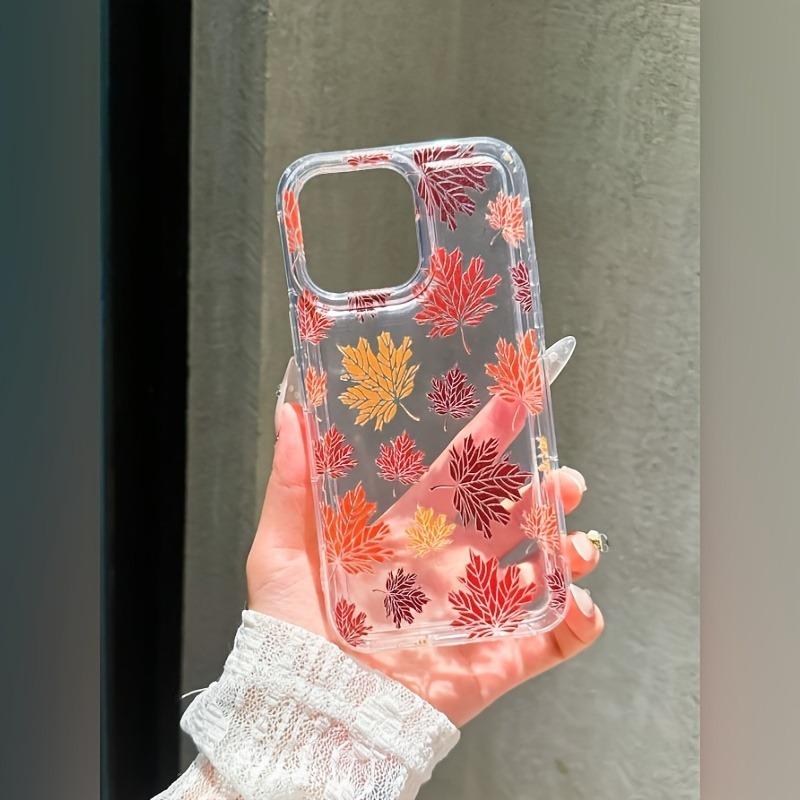 Painted maple leaf printed phone case, suitable for iPhone 17, 16, 15, Plus, Pro, Max series phones - suitable for use as a gift