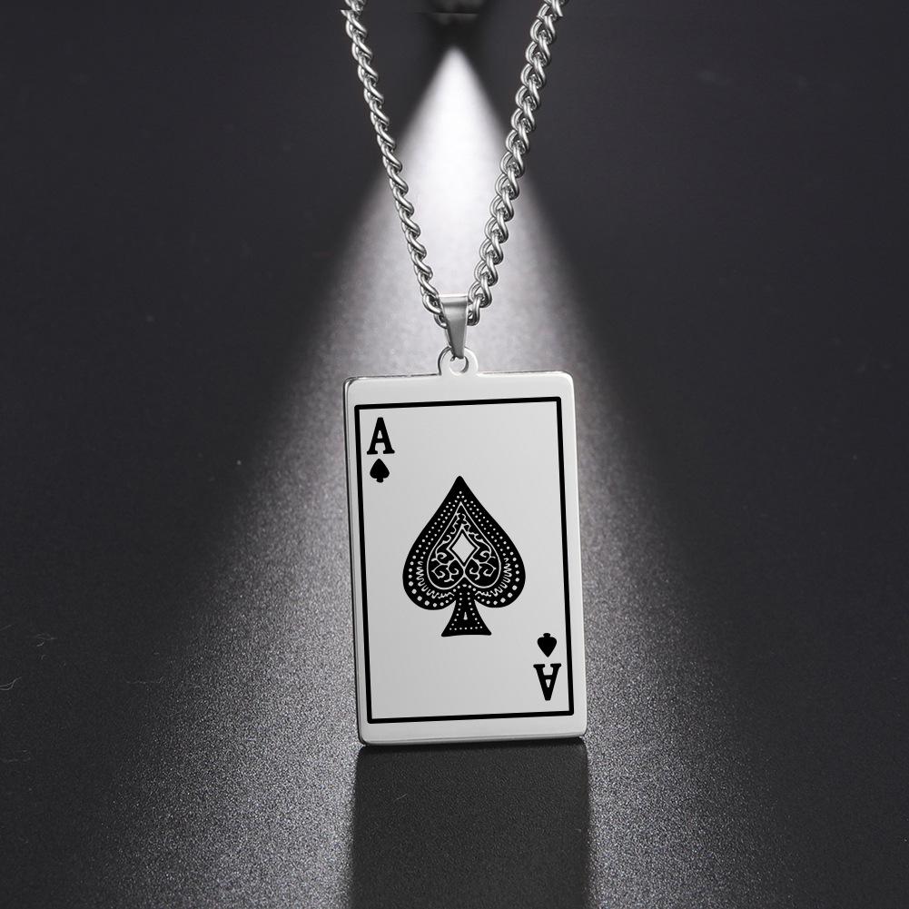 Minimalist Laser Engraved Ace Of Spades Pendant Necklace Unisex Fashion Jewelry Accessory