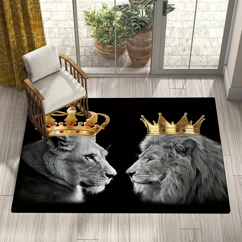 Regal Lion Crown Design Area Mat - Non-Slip, Machine Washable,, Durable, And Comfortable - Suitable for Living Room, Bedroom,And Dining Room