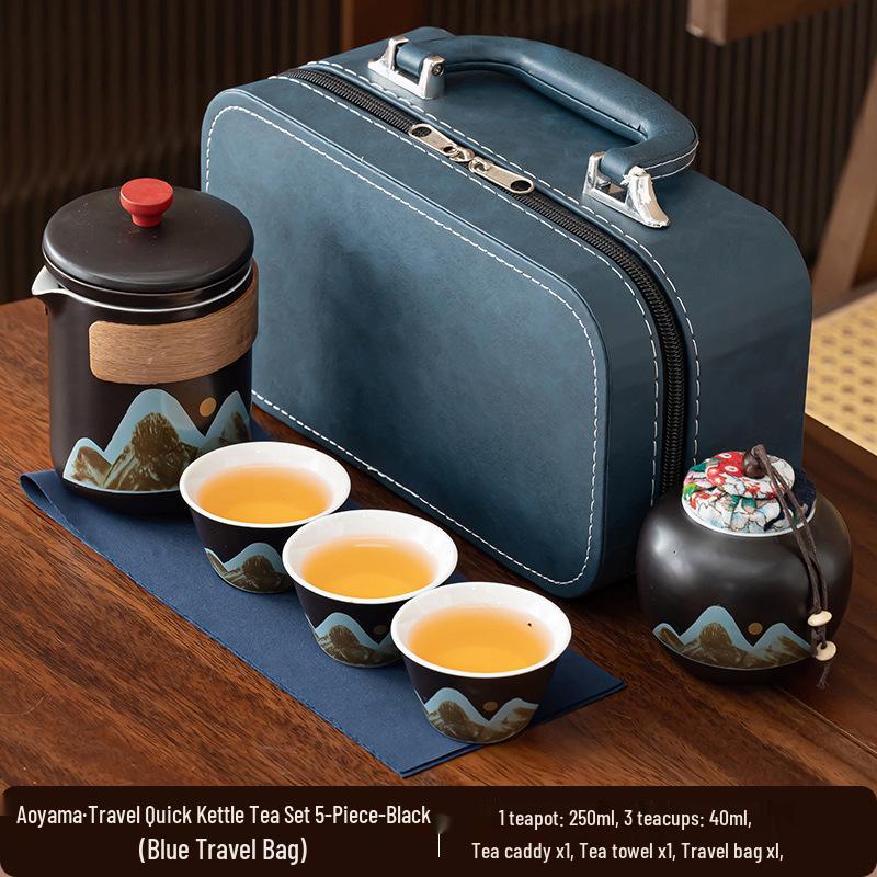 Portable Ceramic Kung Fu Tea Set - Travel Quick Cup for Office or Outdoor Use, Ideal Business Gift